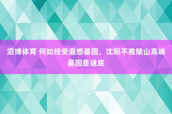 滔博体育 何如经受遐想墓园，沈阳不雅陵山高端墓园是谜底