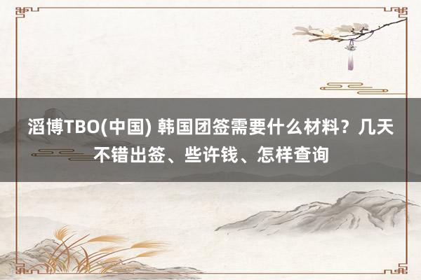 滔博TBO(中国) 韩国团签需要什么材料？几天不错出签、些许钱、怎样查询