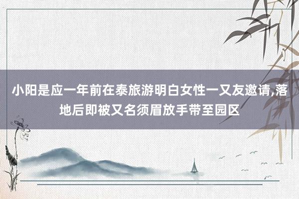 小阳是应一年前在泰旅游明白女性一又友邀请，落地后即被又名须眉放手带至园区