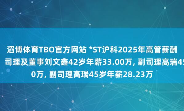 滔博体育TBO官方网站 *ST沪科2025年高管薪酬曝光: 副董事长、司理及董事刘文鑫42岁年薪33.00万， 副司理高瑞45岁年薪28.23万